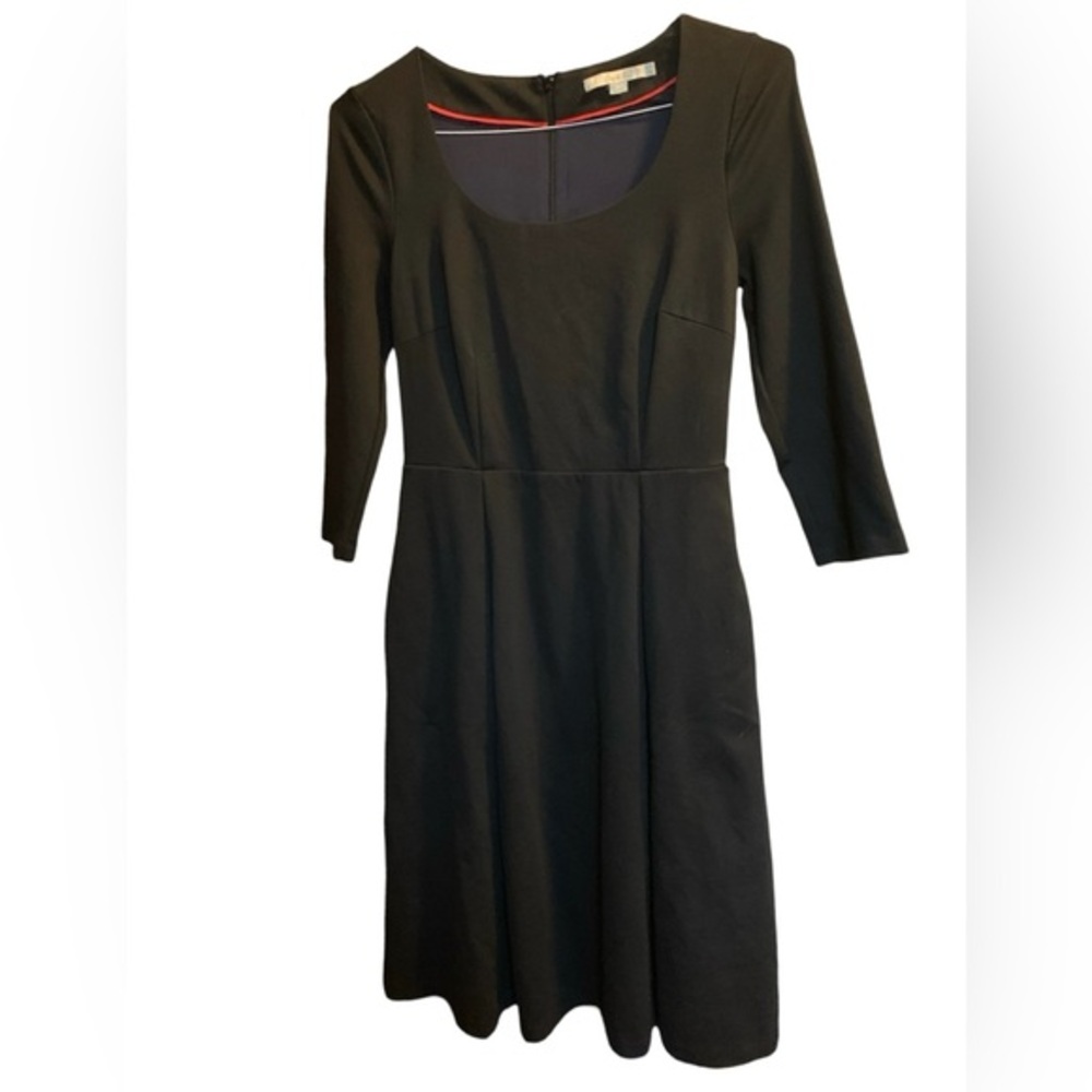 Boden Black Jersey Dress Size 6 3/4 Sleeve A-Line
Scoop Neck Classic Workwear